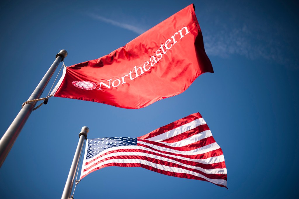 Flags at Northeastern on Veterans Day