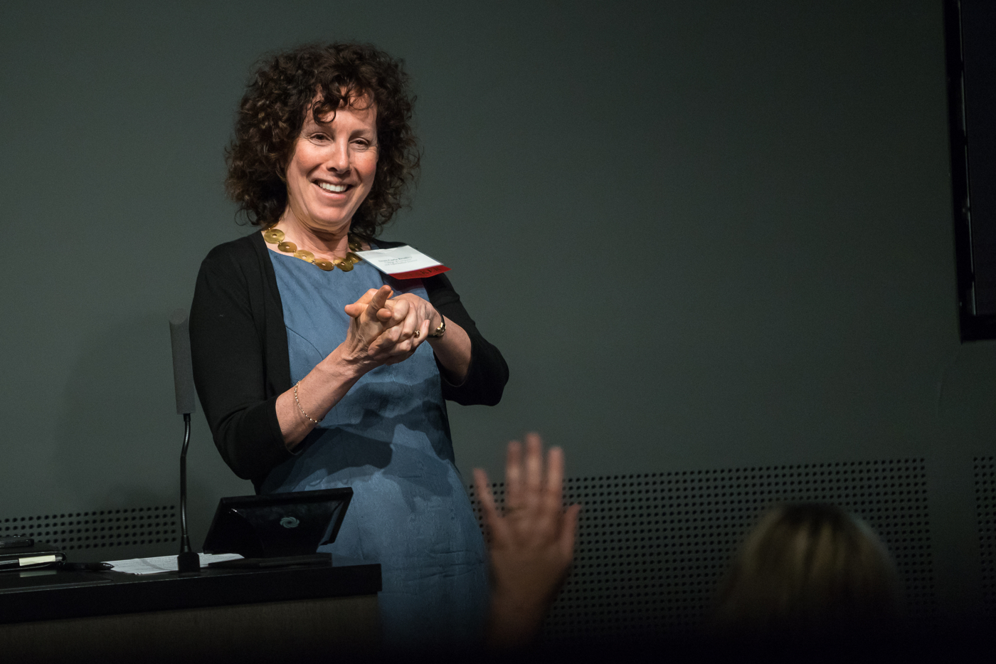 Carla Brodley, dean of the College of Computer and Information Science, gives opening remarks at the Seed to STEM event. Photo by Lauren Scornavacca, E'21, for/Northeastern University