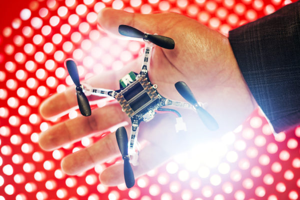 09/19/17 - BOSTON, MA. - A 'Crazy Flie' drone in Taskin Padir's lab in Richards hall on Sept. 19, 2017. Photo by Adam Glanzman/Northeastern University