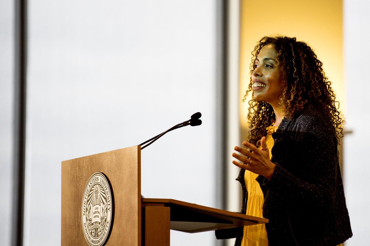 "Art helped me overcome language and social barriers and connect when words could not," said Silvia López Chavez. Photo by Matthew Modoono/Northeastern University