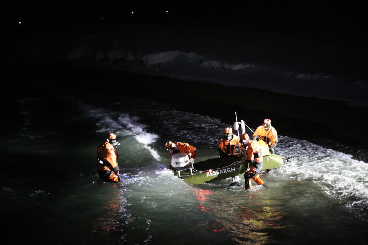 Researchers deploy the Jetyak. Photo by A.Sørensen.