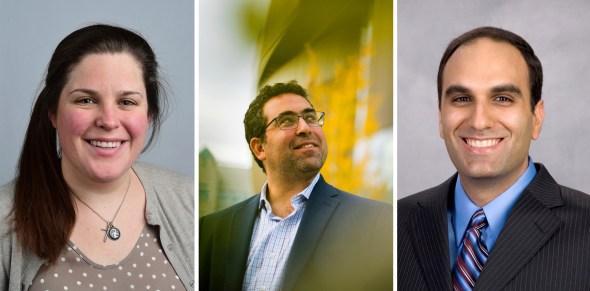 From left to right: Elizabeth Moore, visiting assistant professor of international business and strategy, Max Abrahms, associate professor of political science, and Luis Dau, assistant professor of international business and strategy.