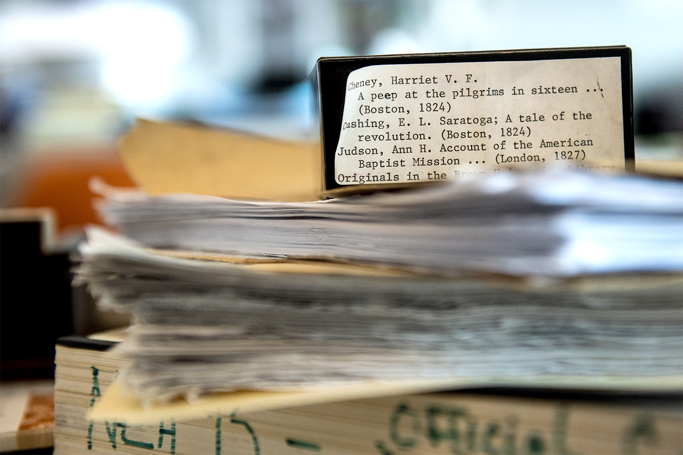 Stacks of books and papers