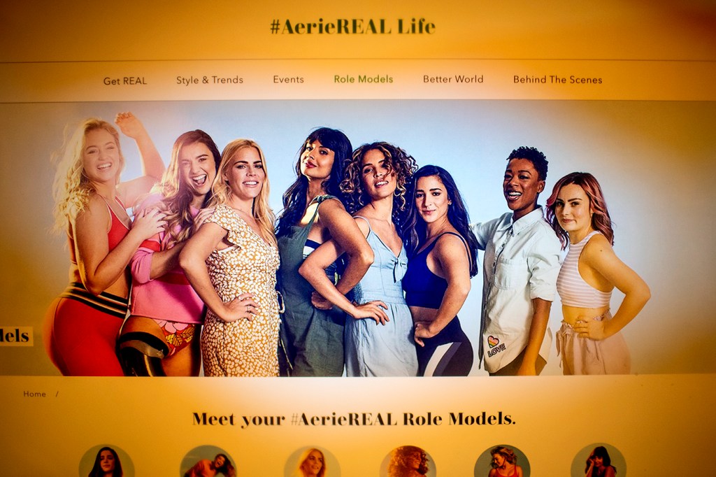 People who knew that the models in ad campaigns such as the Aerie Real campaign had been told in advance that their images wouldn’t be airbrushed, and nevertheless agreed to be photographed, felt better about their own bodies in return, according to new research by Rachel Rodgers. Aerie company stock on Sept. 11, 2019. Photo by Matthew Modoono/Northeastern University