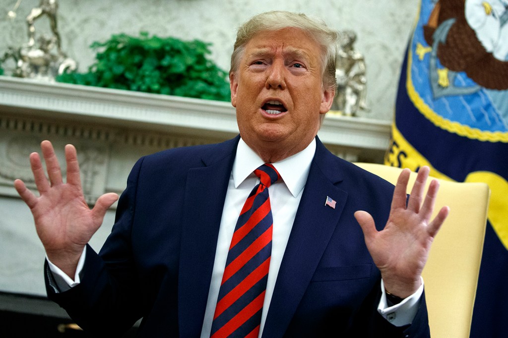 President Donald Trump speaks during a meeting with Australian Prime Minister Scott Morrison in the Oval Office of the White House, Friday, Sept. 20, 2019, Washington. (AP Photo/Evan Vucci)