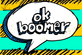 illustration of the ok boomer meme