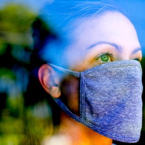 Woman in a cloth face covering