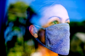 Woman in a cloth face covering