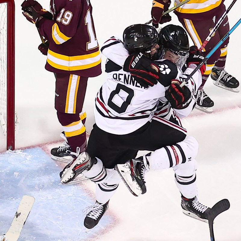 Northeastern wins NCAA Frozen Four semifinal in OT and will play for Huskies’ first national championship