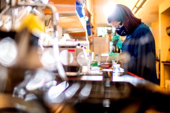 Morgan Pffaf at work in her lab