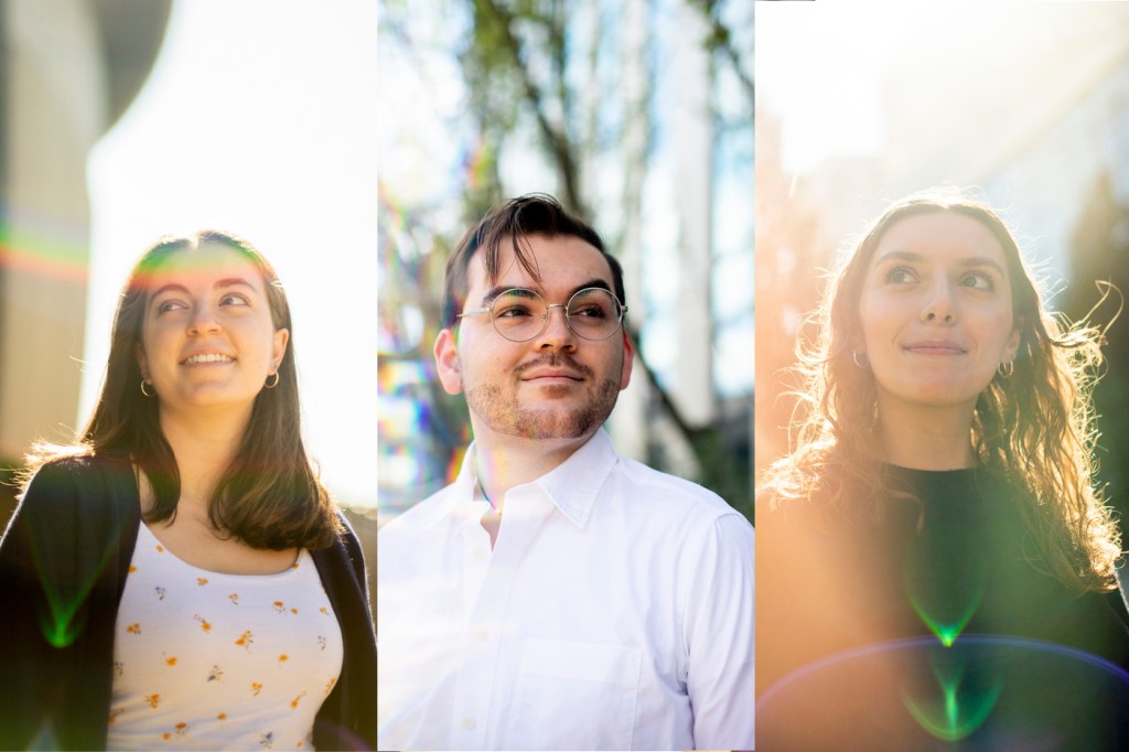 Portrait of Kerry Eller, Connor Holmes, and Abigale Purvis.