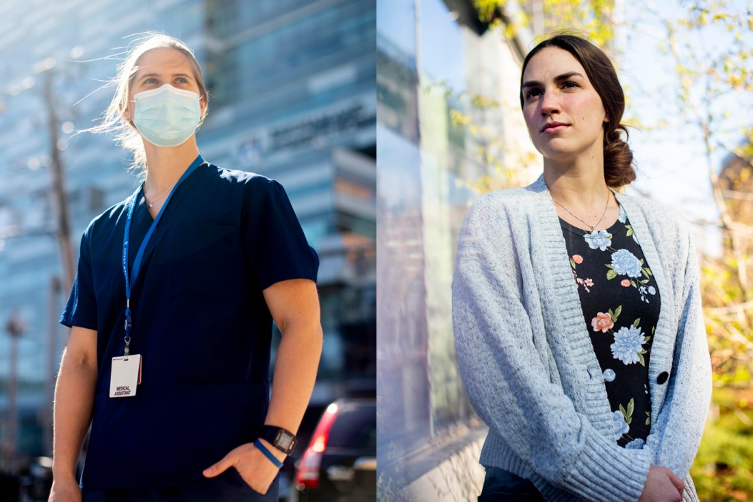 Megan Carter and Sammy Shupe stand outside their co-op stations.