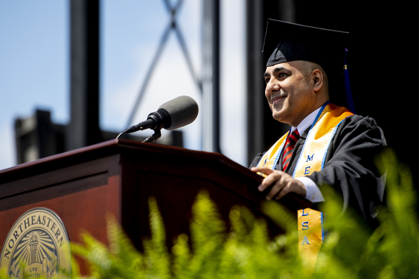 Student speaker at lectern