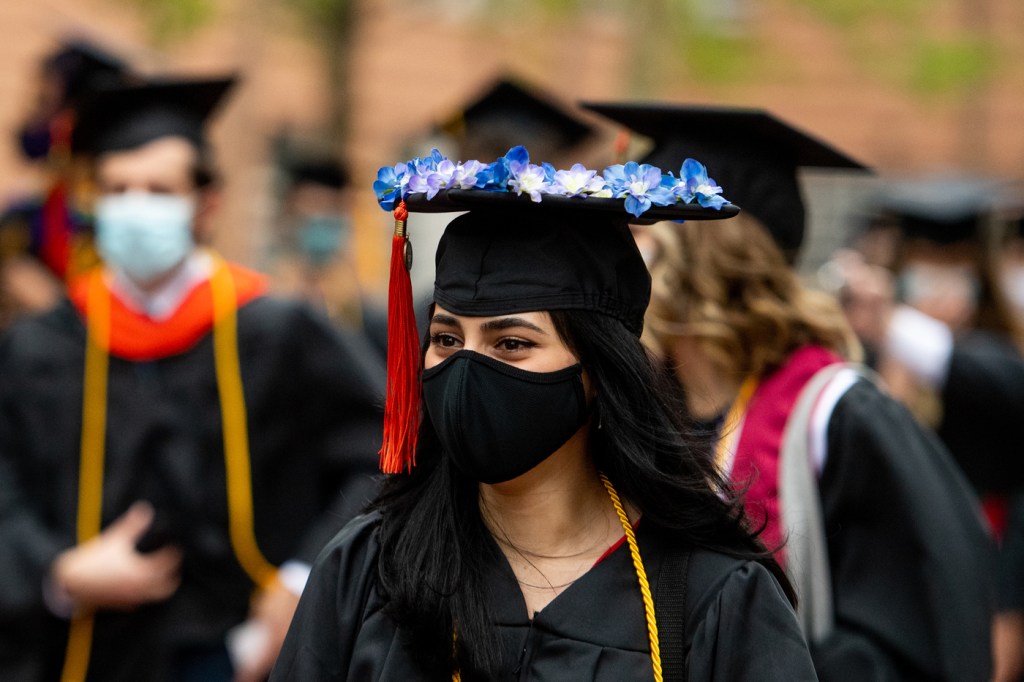 Graduating senior in her cap and gown.