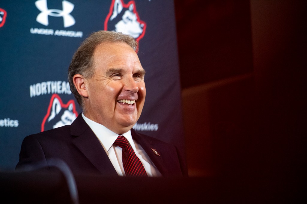 Jim Madigan at a Northeastern press conference.