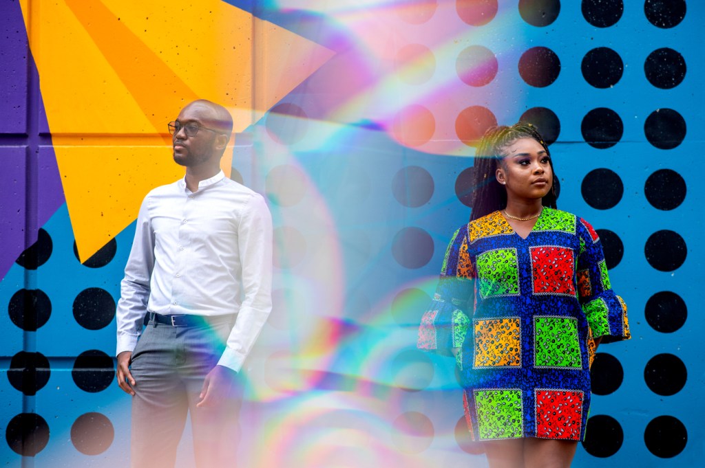 Two African students pose for a photo