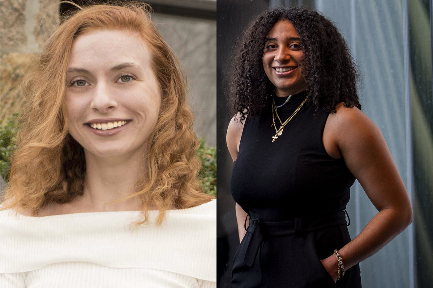 Portraits of Theodora Christopher (left) and Anastasia Mavridi, who received a Women Who Empower Innovator Award for their temperature-sensing device.