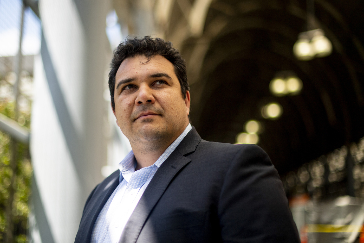 Khusal Safi, associate director of public safety and security at Northeastern, poses for a portrait. 