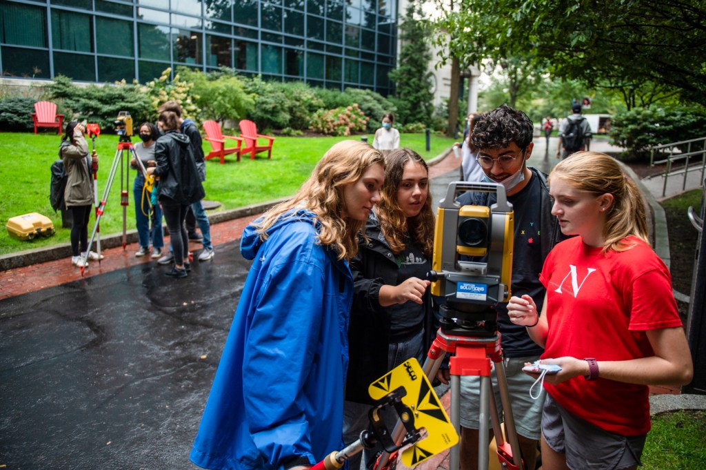 northeastern civil engineering students learn surveying