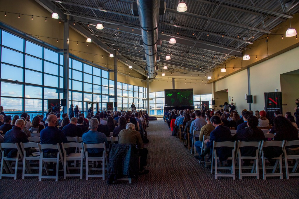 The scene at the Roux Institute Demo Day.