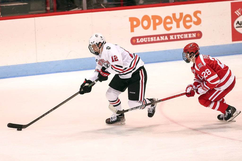 Tommy Miller skates for the Northeastern men's ice hockey team.