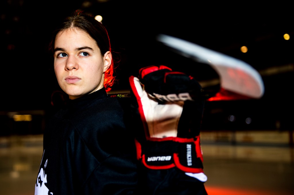 A portrait of Northeastern women’s hockey player Alina Mueller.