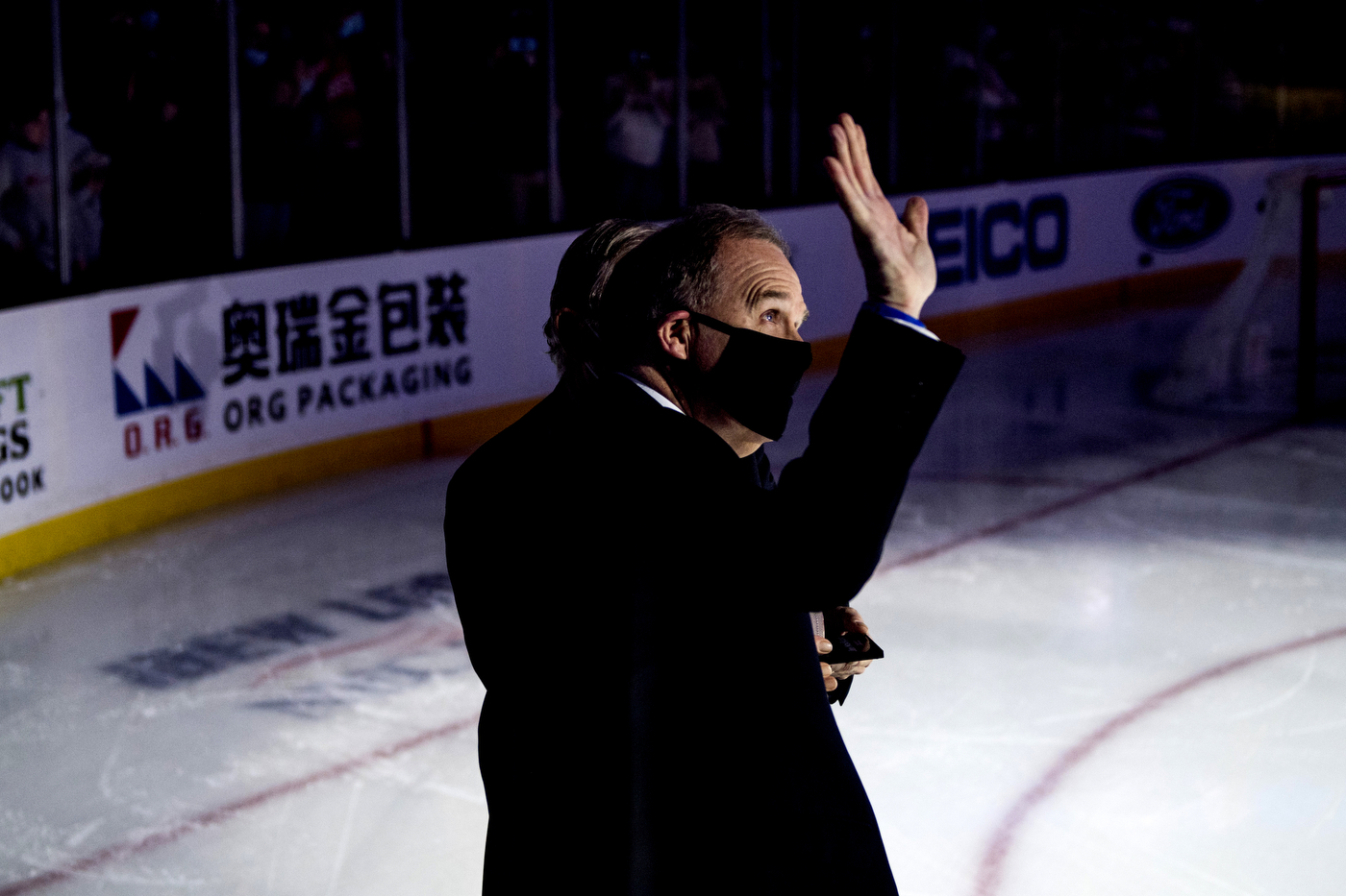 Athletic director Jim Madigan was inducted into the Beanpot Hall of Fame in a pregame ceremony.