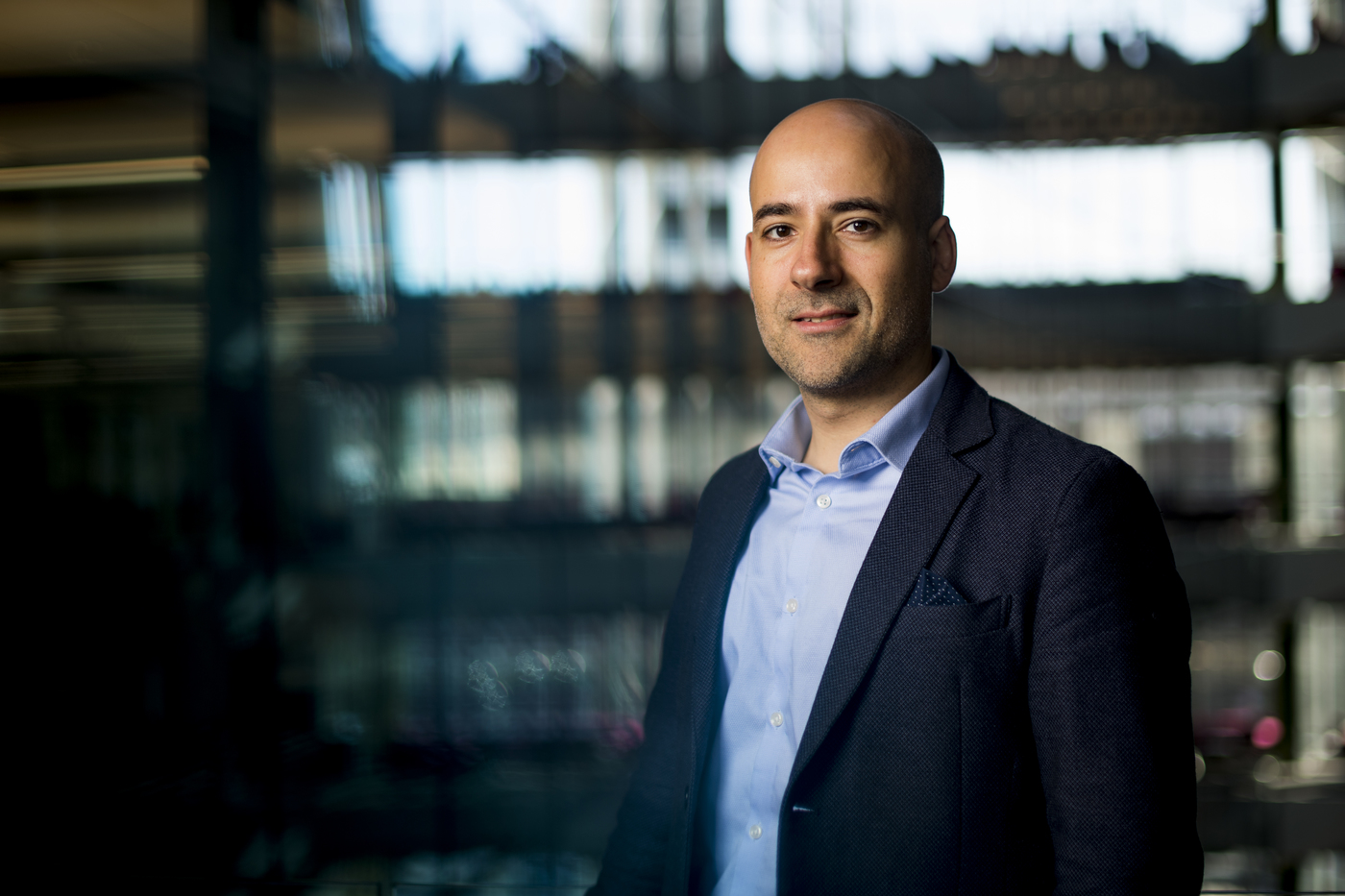 engineering professor matteo rinaldi wearing a button down shirt and blazer