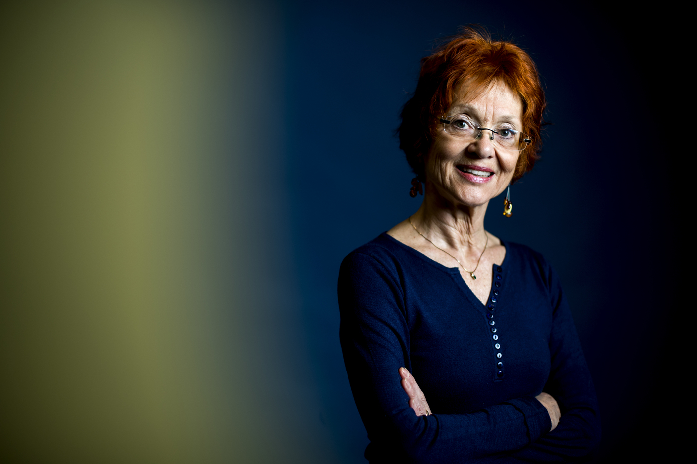 professor dagmar sternad with red hair wearing blue shirt