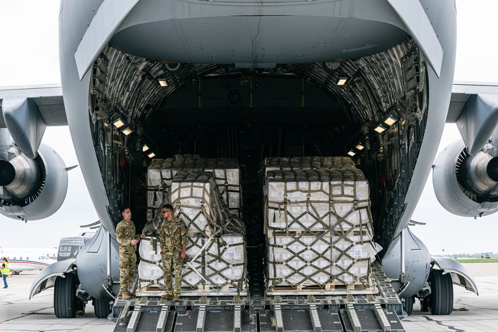 plane being loaded with baby formula shipment