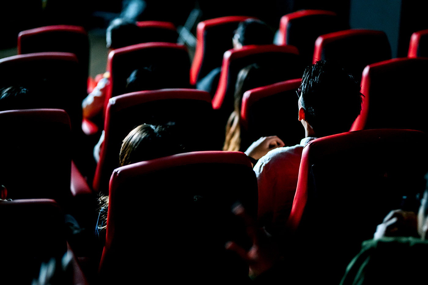 Watching a movie in the theater