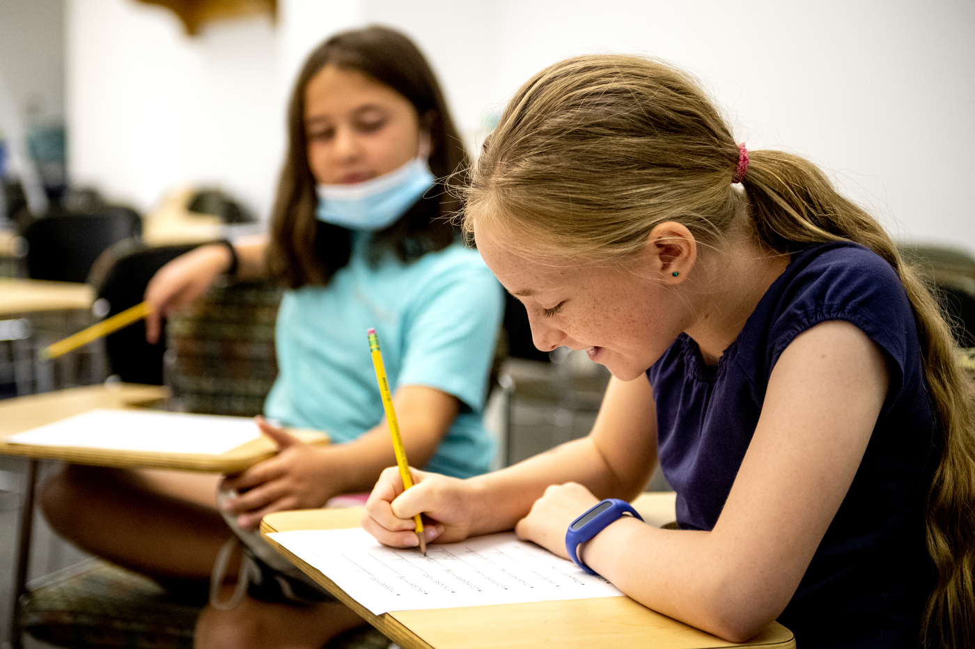 Students participate in Word Detectives, a summer reading program hosted by the Speech-Language and Hearing Center, at the Behrakis Health Sciences Center on Monday, July 18, 2022.