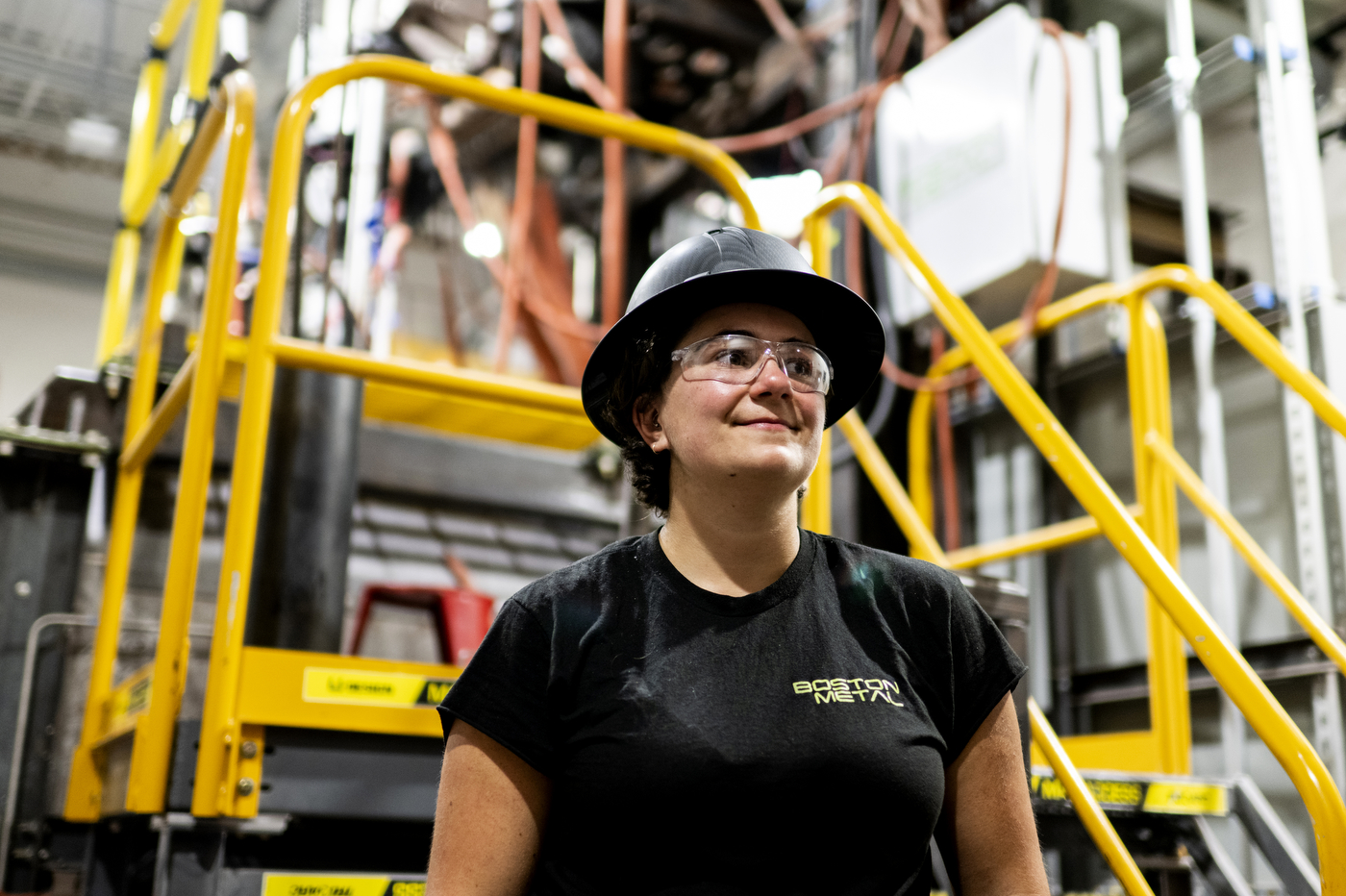 Gisele Aoun in a hardhat in a lab