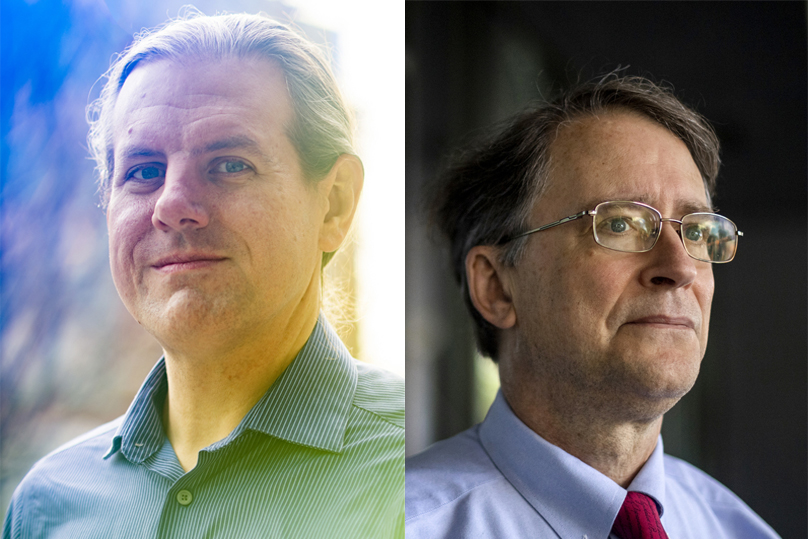 side by side headshots of nick beauchamp (left) and william mayer (right)