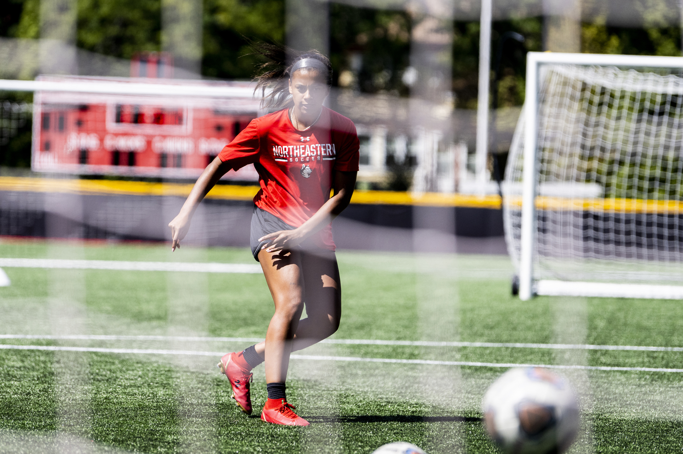 Katherine Marchesseault runs on a soccer field