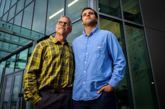 Left to Right, Ray Harvest and his son Noah Harvest