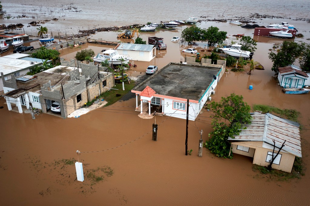 A birds-eye view of homes flooded by Hurricane Fiona in Puerto Rico