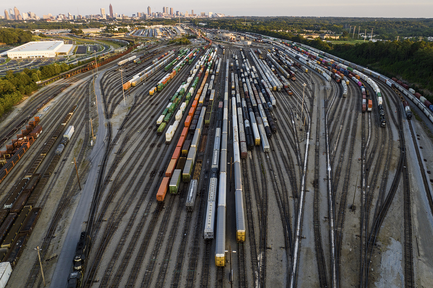 Freight train cars sit in a Norfolk Southern rail yard on Wednesday, Sept. 14, 2022, in Atlanta.