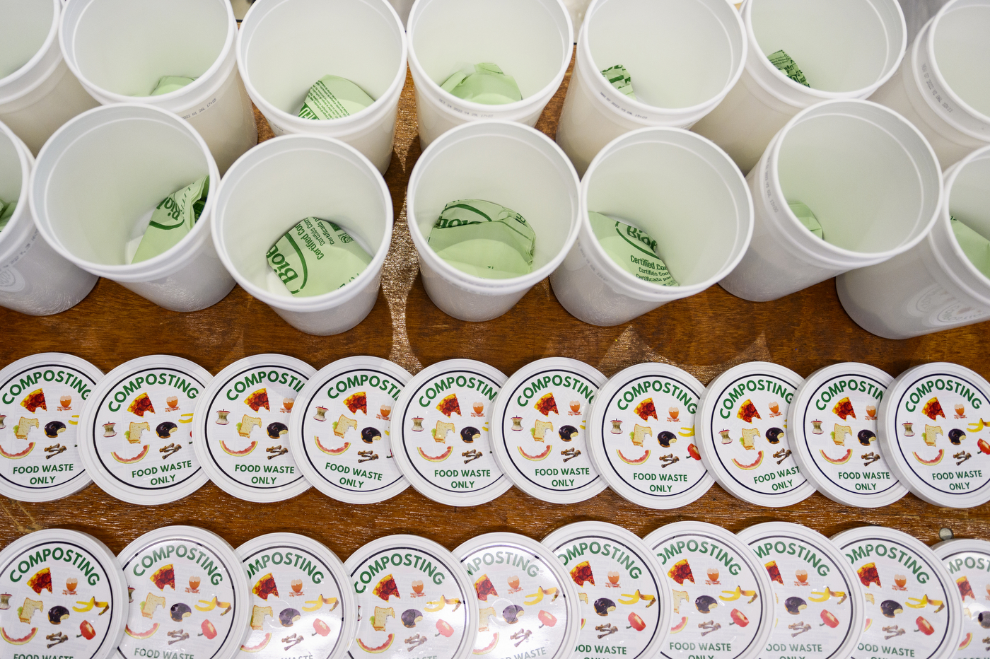 small white composting bins