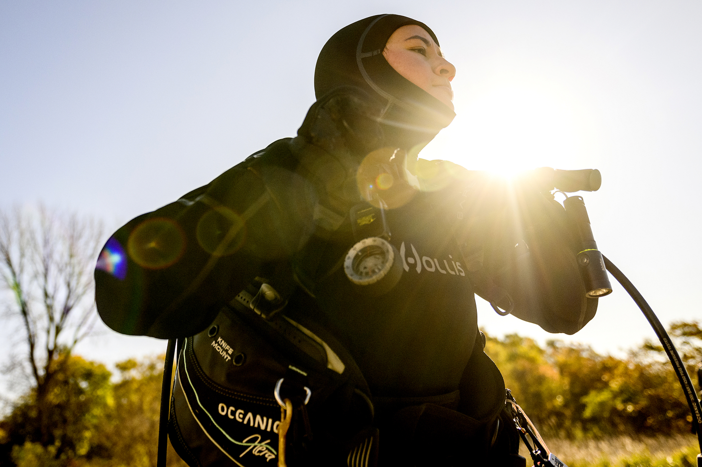 scuba diver preparing their gear