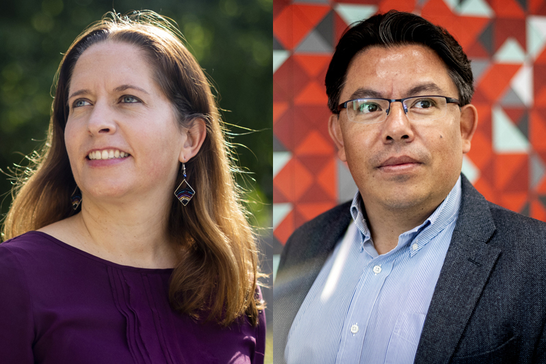 Headshot of Jennie C Stephens (left) and Mauricio Santillana (right)