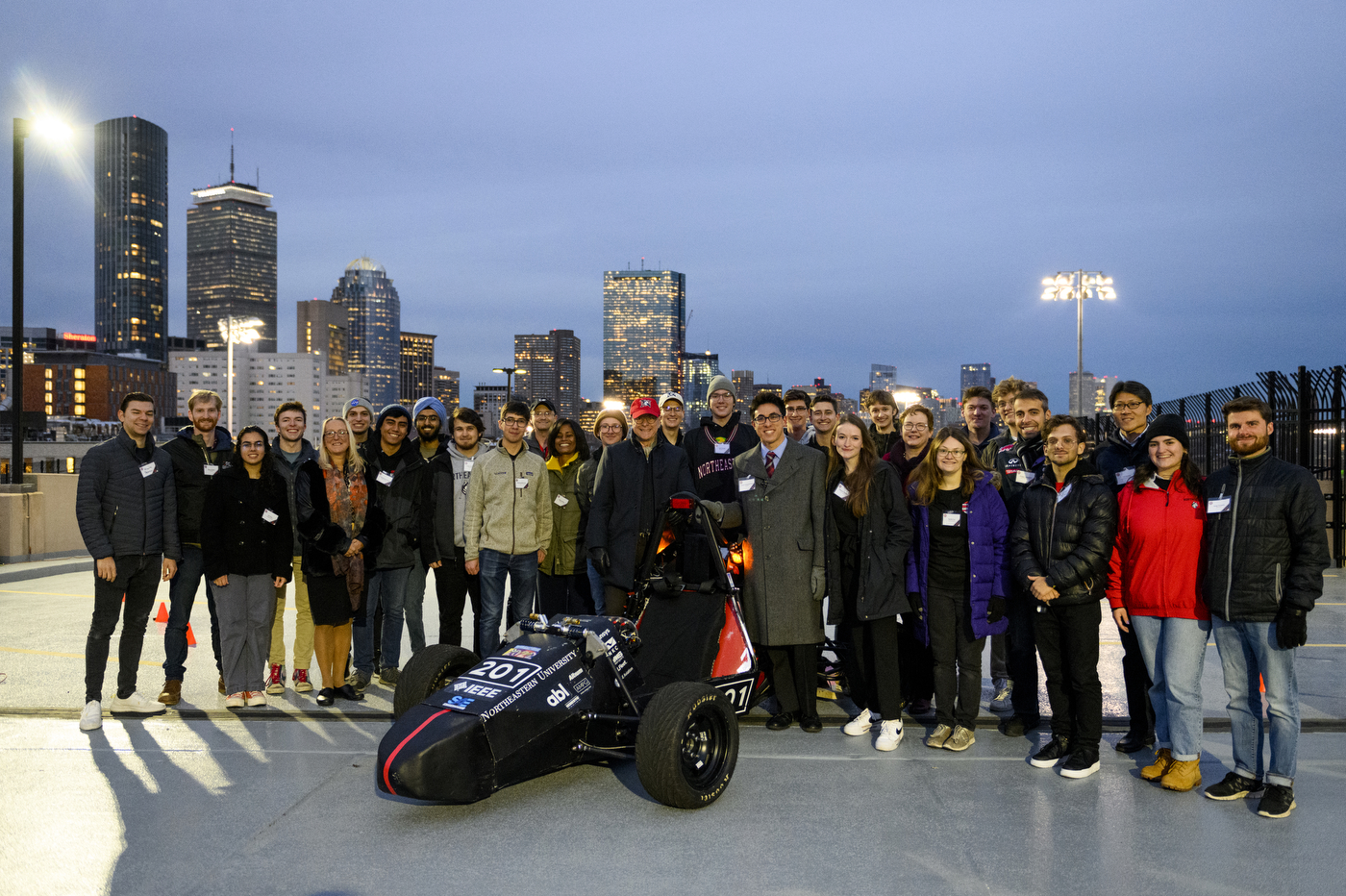 Northeastern Electric Racing team poses for photo