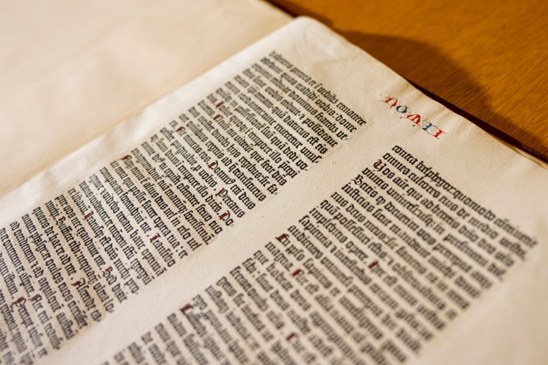 A leaf from the Gutenberg Bible