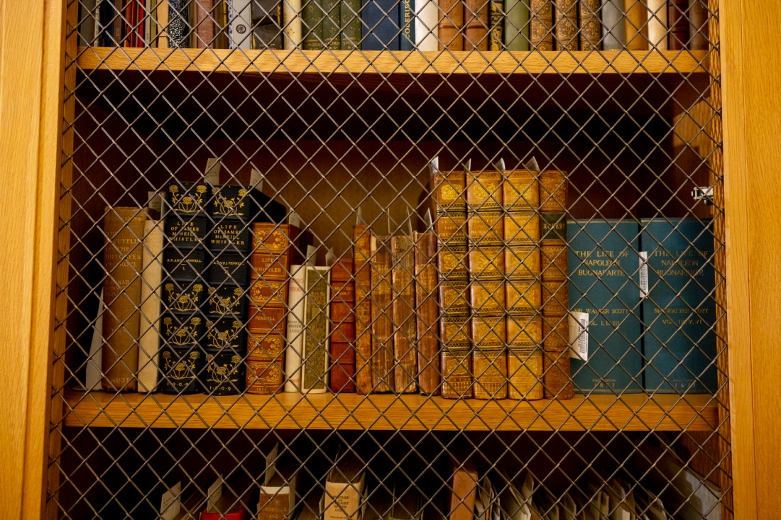 rare books on a shelf 