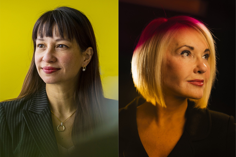 Headshot of Mai'a cross (left) and Nada Sanders (right)