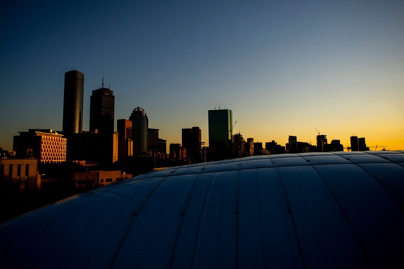 boston skyline at sunset