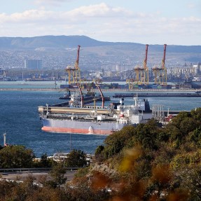 Oil tanker in body of water