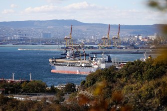 Oil tanker in body of water