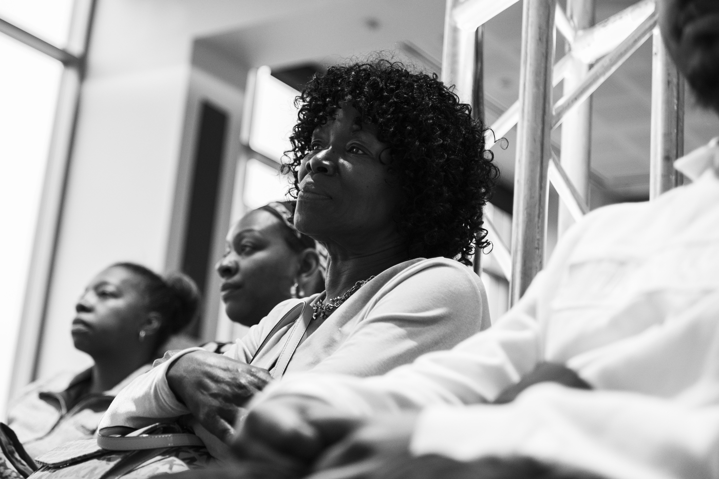 Vanessa Johnson (middle right) sits next to three people. 