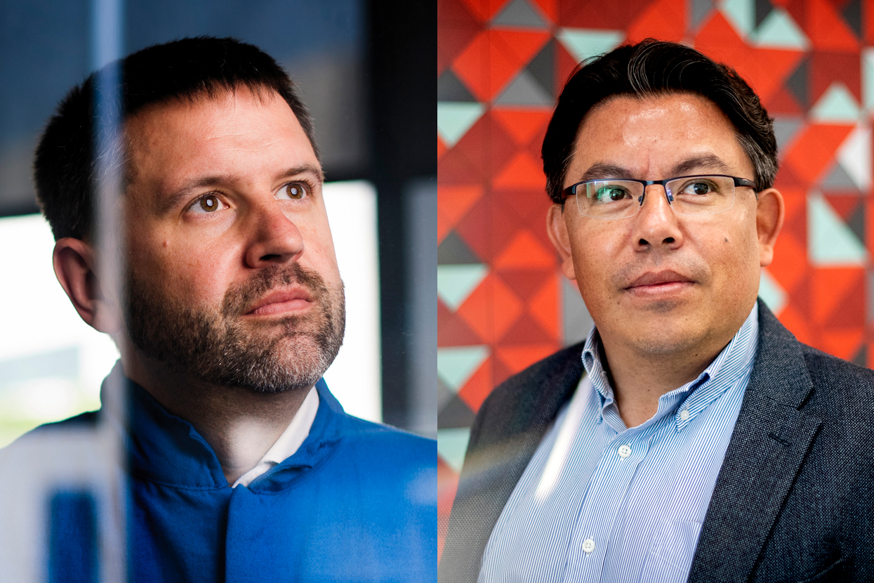 Headshot of Jared Auclair (left) and Mauricio Santillana (right)